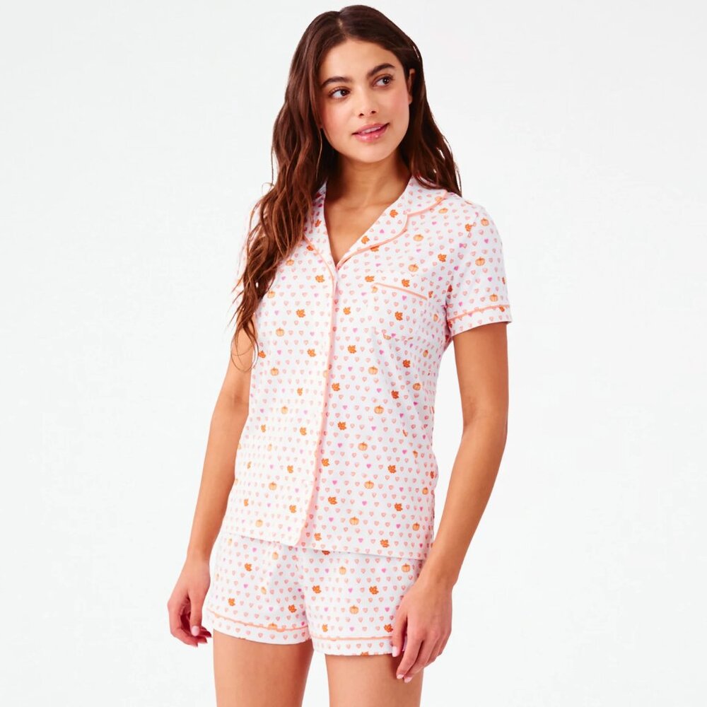 Roller Rabbit Autumn Hearts Polo Pajamas Short Sleeve - Picture 4 of 7
